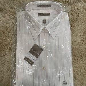 NWT Van Heusen Fitted White Striped Button Down Shirt